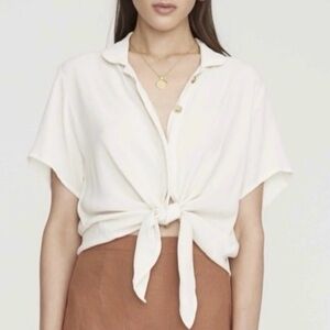 Faithfull the Brand Meia Shirt Plain Ecru Size US 4/Small